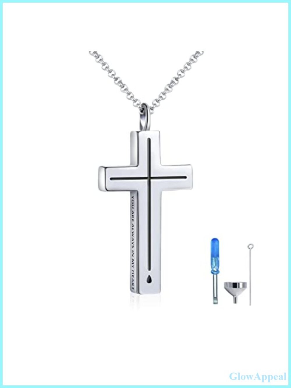 925 Sterling Silver Cross Urn Necklace Memorial Ash Pendant
